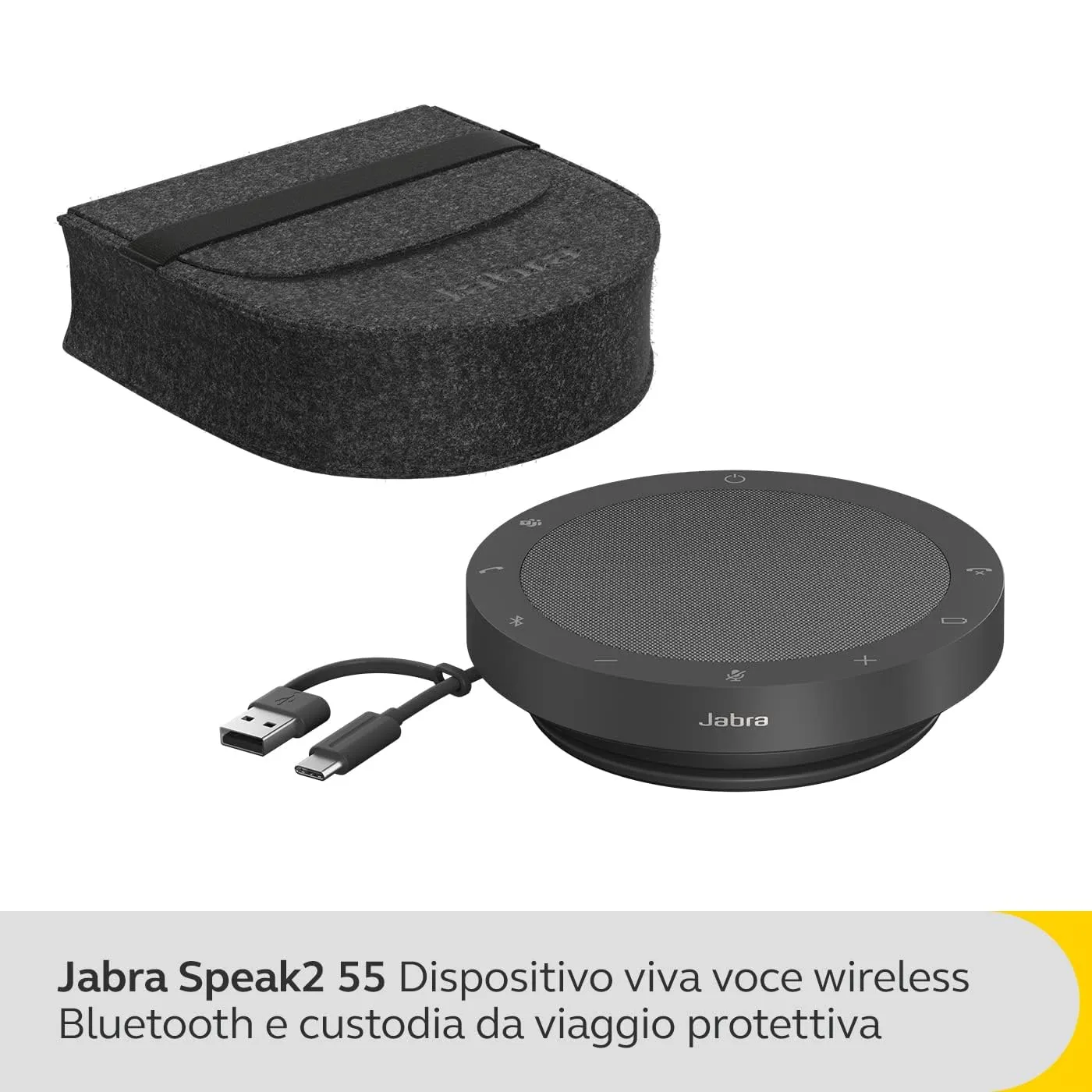 Jabra Speak2 55 Vivavoce Bluetooth, USB-C e USB-A, Microsoft Teams, Grigio - immagine 3