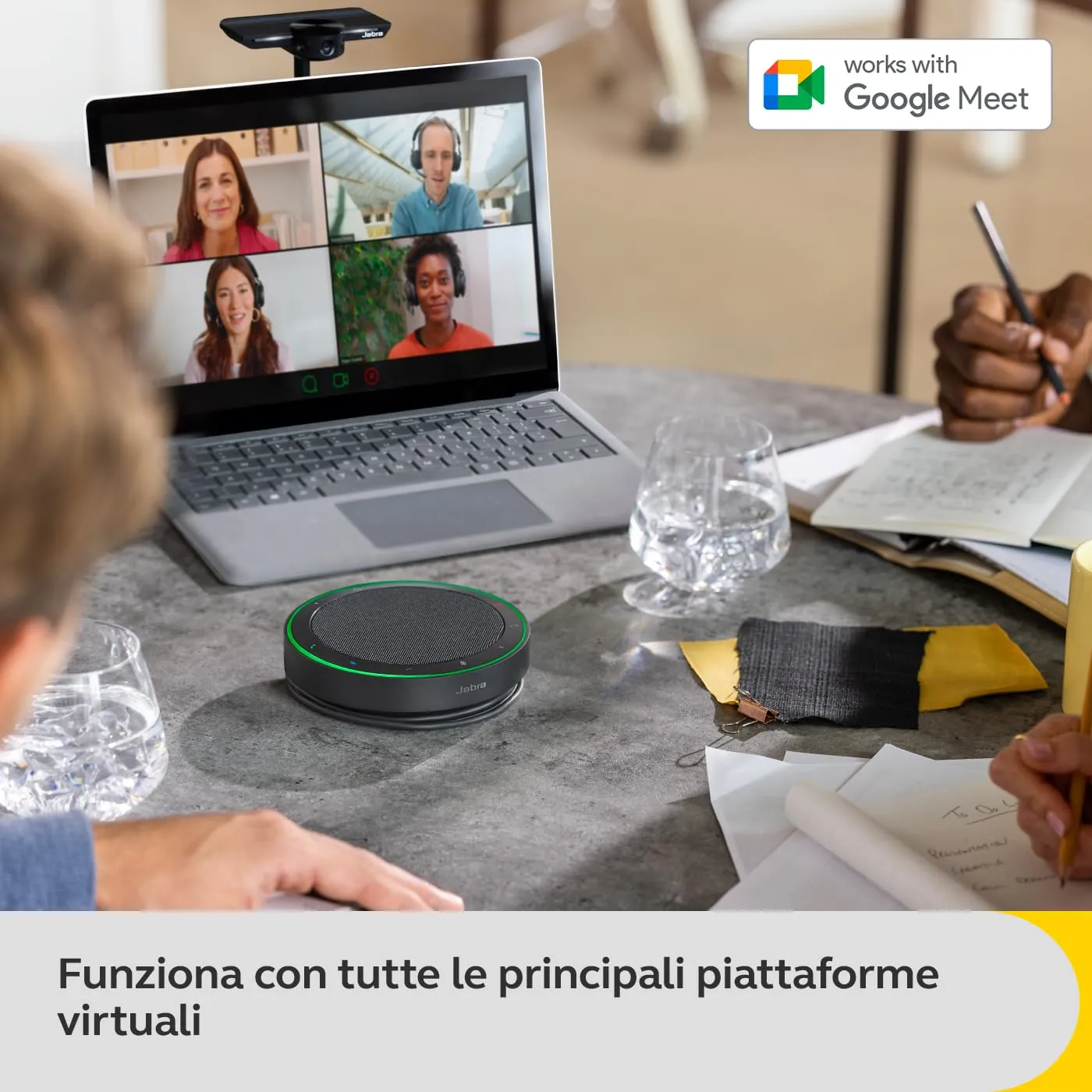 Jabra Speak2 75 Vivavoce Bluetooth, 4 Microfoni a Cancellazione di Rumore, Altoparlanti 65 mm, USB-A, Google Meet, Grigio Scuro - immagine 8