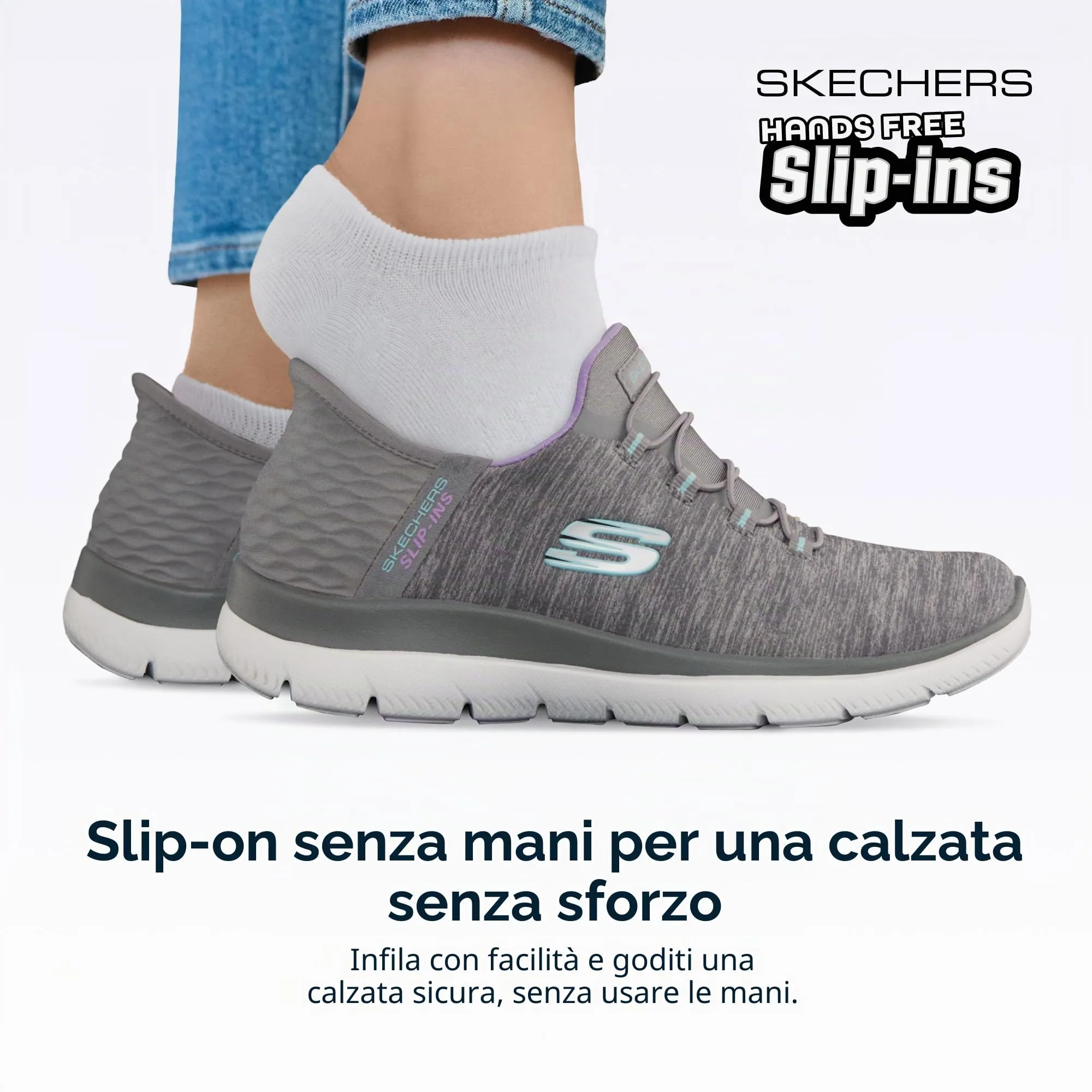 Skechers Women's Summits Dazzling Haze Sneaker, Grey Mint, 5.5 UK Wide - immagine 2