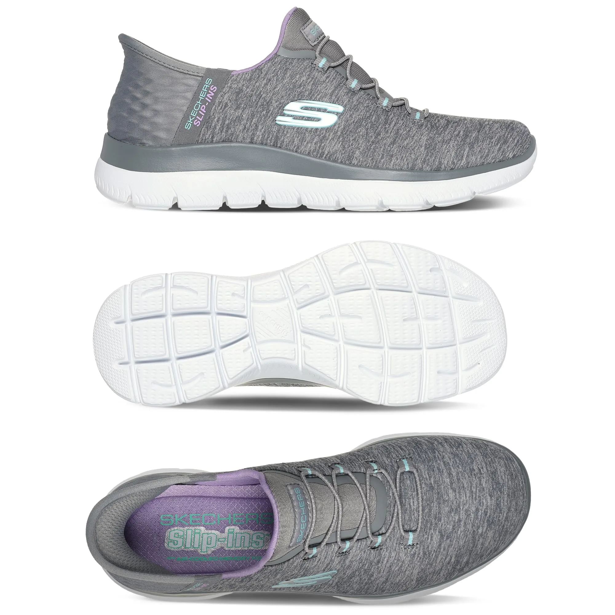 Skechers Women's Summits Dazzling Haze Sneaker, Grey Mint, 5.5 UK Wide - immagine 8