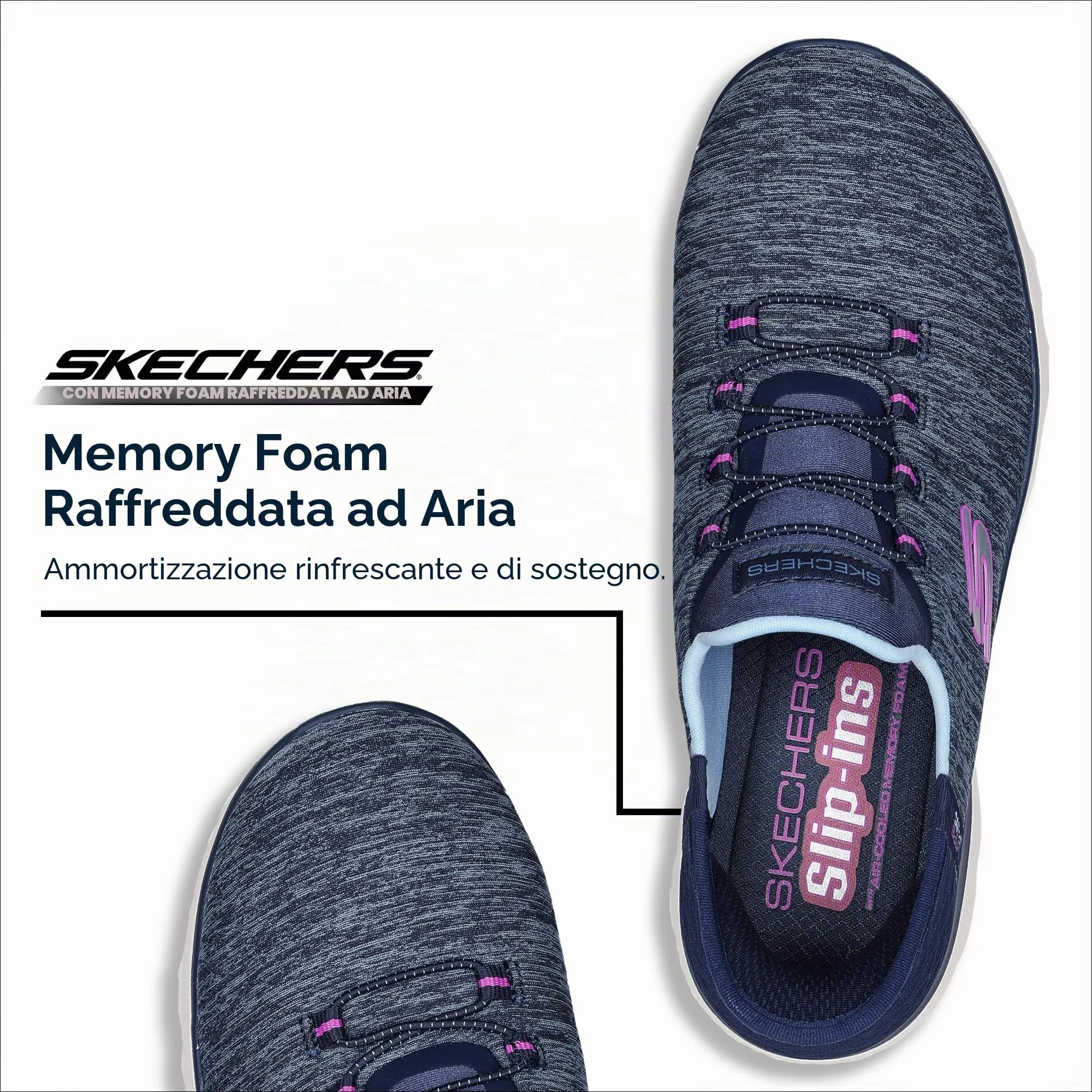 Skechers Donna Summits Dazzling Haze Slip-ins, Navy Mesh/Purple Trim, 40.5 EU - immagine 6