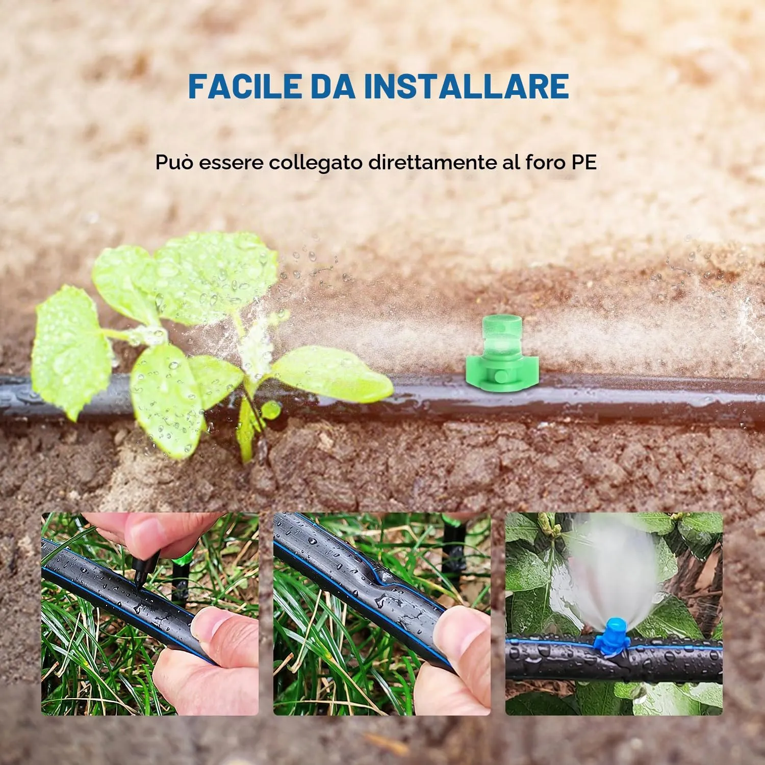 VooGenzek Mini Ugelli Micro Spruzzatori 90/180/360 Gradi, 150 Pezzi, Sistema di Irrigazione per Giardino - immagine 5