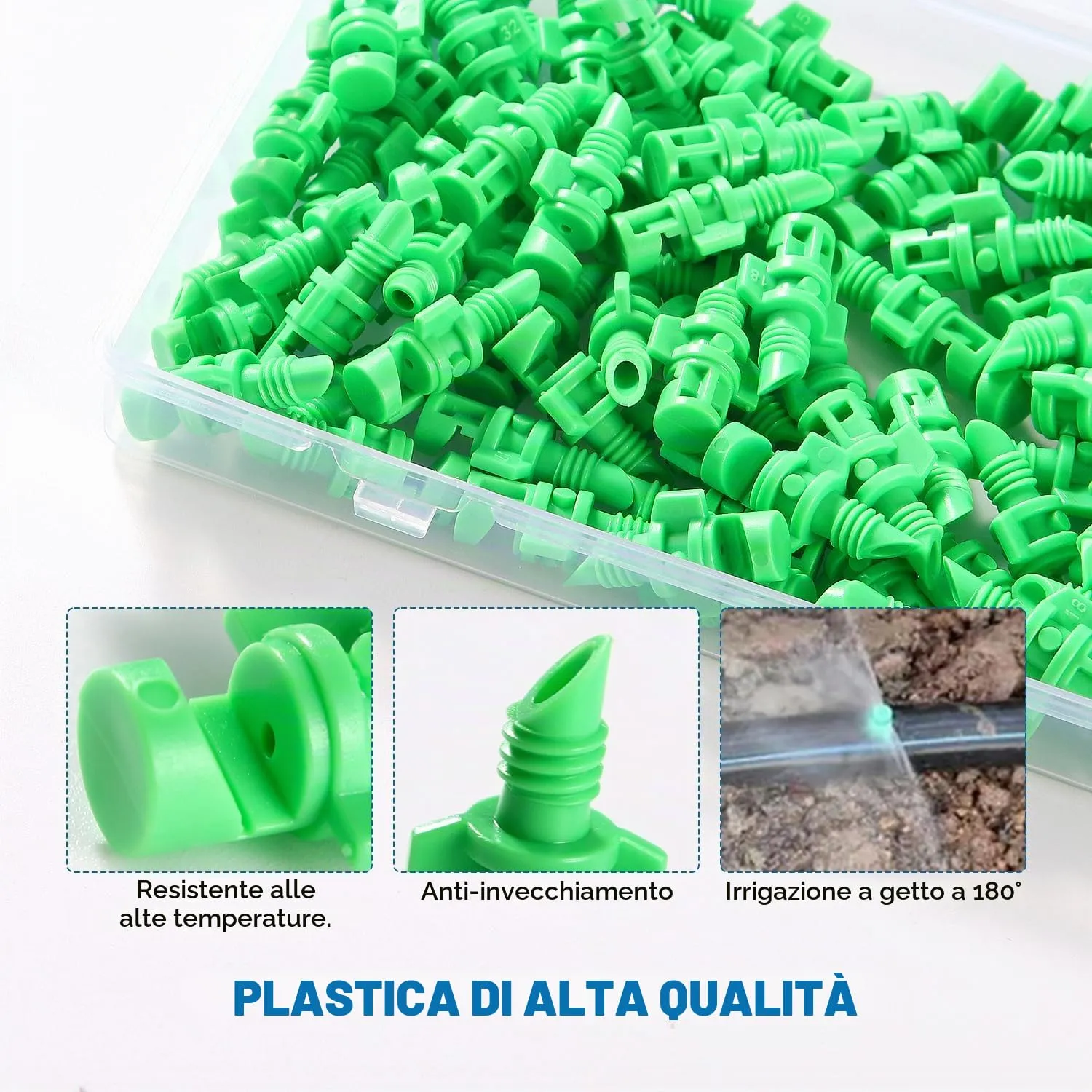 VooGenzek Mini Ugelli Micro Spruzzatori 180 Gradi, Set da 100 Pezzi per Sistema di Irrigazione Giardino - immagine 3