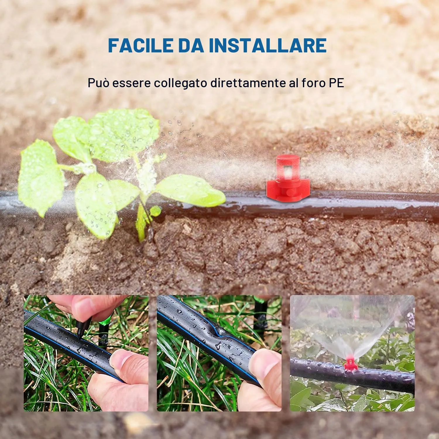 VooGenzek Mini Ugelli Micro Spruzzatori 360 Gradi, Kit 100 Pezzi per Sistema di Irrigazione Giardino - immagine 4