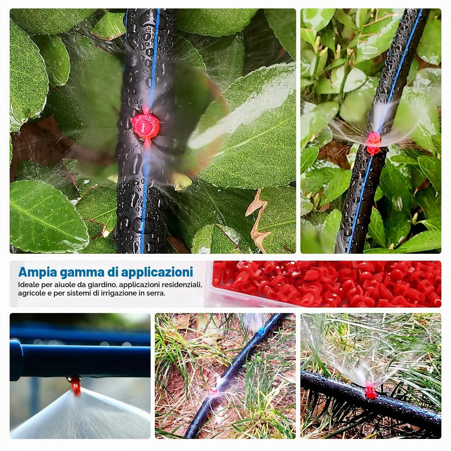 VooGenzek Mini Ugelli Micro Spruzzatori 360 Gradi, Kit 100 Pezzi per Sistema di Irrigazione Giardino - immagine 5