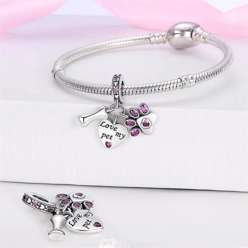 TINSLO Bead Charm in Argento Sterling 925 con Cubic Zirconia, Compatibile con Braccialetti e Collane Pandora e Europei - immagine 3