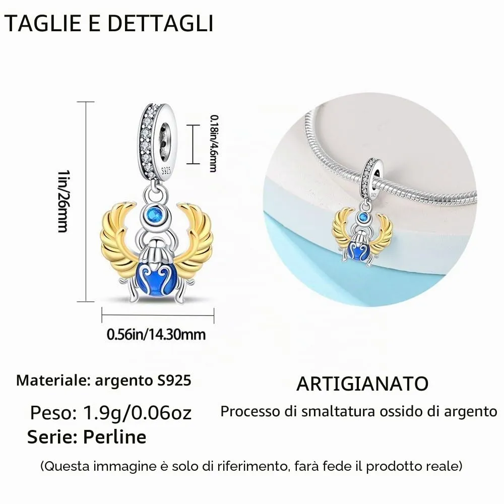 TINSLO Bead Charm Ciondolo Argento Sterling 925 con Cubic Zirconia per Braccialetti e Collane Pandora e Europei - immagine 5