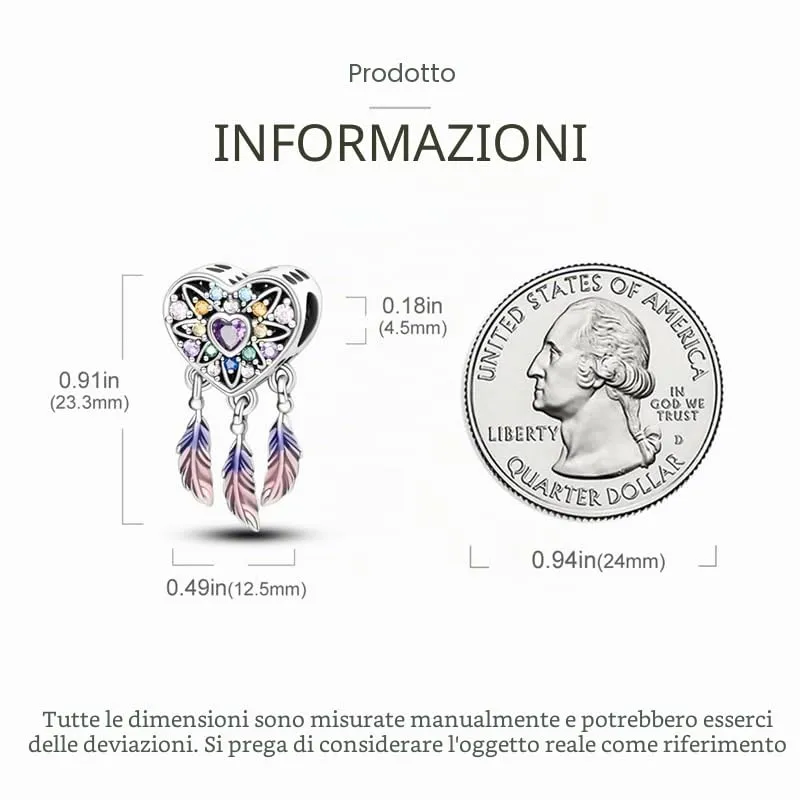 TINSLO Bead Charm in Argento Sterling 925 con Cubic Zirconia, Compatibile con Braccialetti e Collane Pandora e Europei - immagine 5