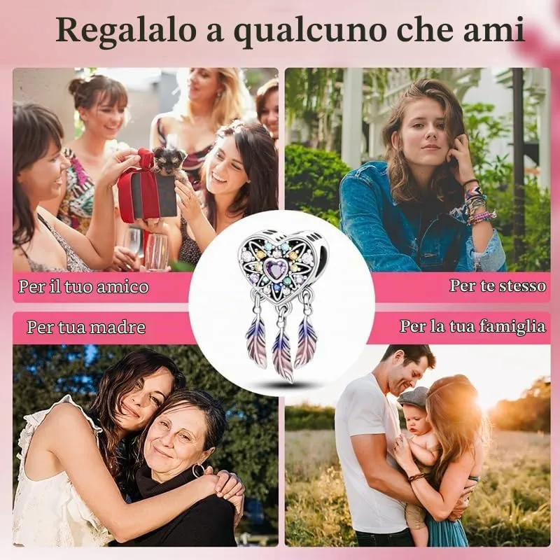 TINSLO Bead Charm in Argento Sterling 925 con Cubic Zirconia, Compatibile con Braccialetti e Collane Pandora e Europei - immagine 6