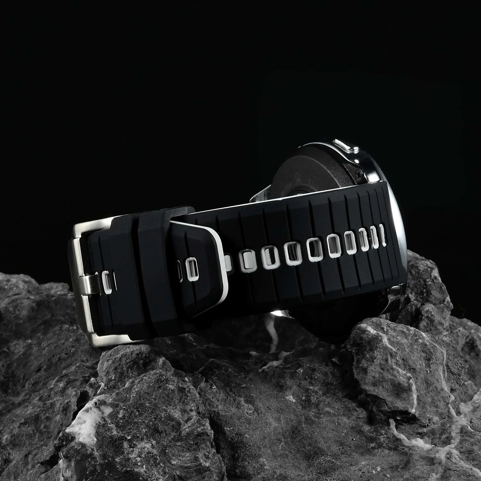 ANBEER Cinturino in silicone a sgancio rapido 18mm, Nero e Grigio con fibbia nera - immagine 2