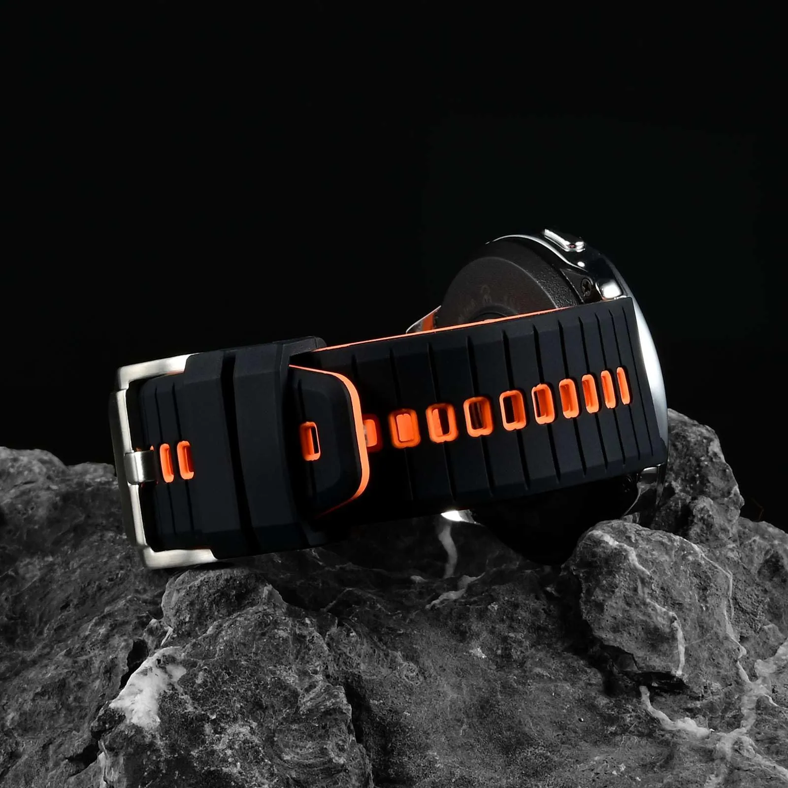 ANBEER Cinturino in Silicone a Sgancio Rapido 20mm, Nero e Arancio con Fibbia Nera - immagine 2