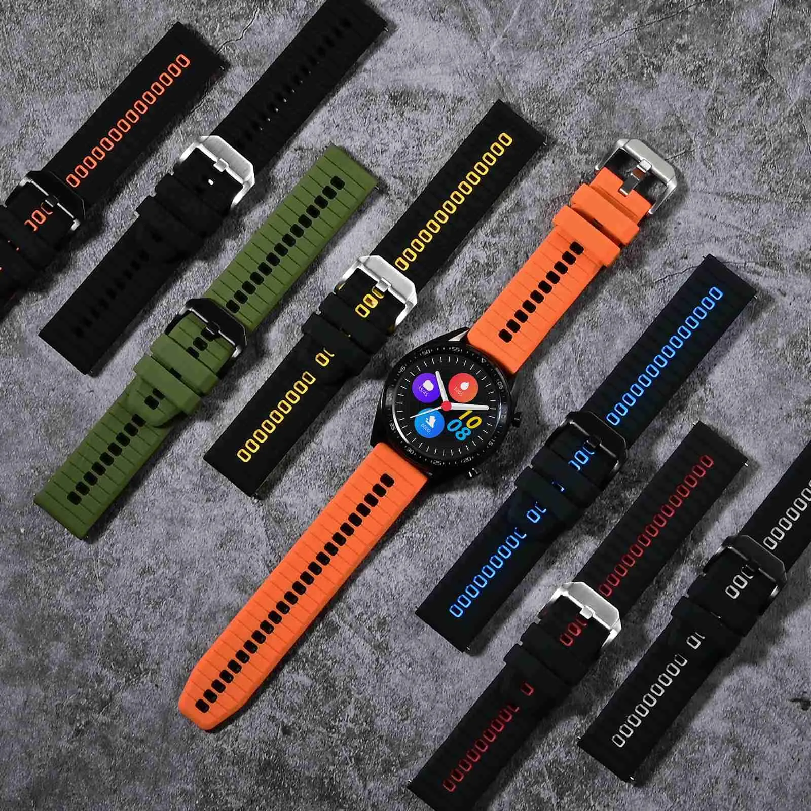 ANBEER Cinturino in silicone a sgancio rapido 20mm, Nero & Blu con fibbia nera - immagine 6