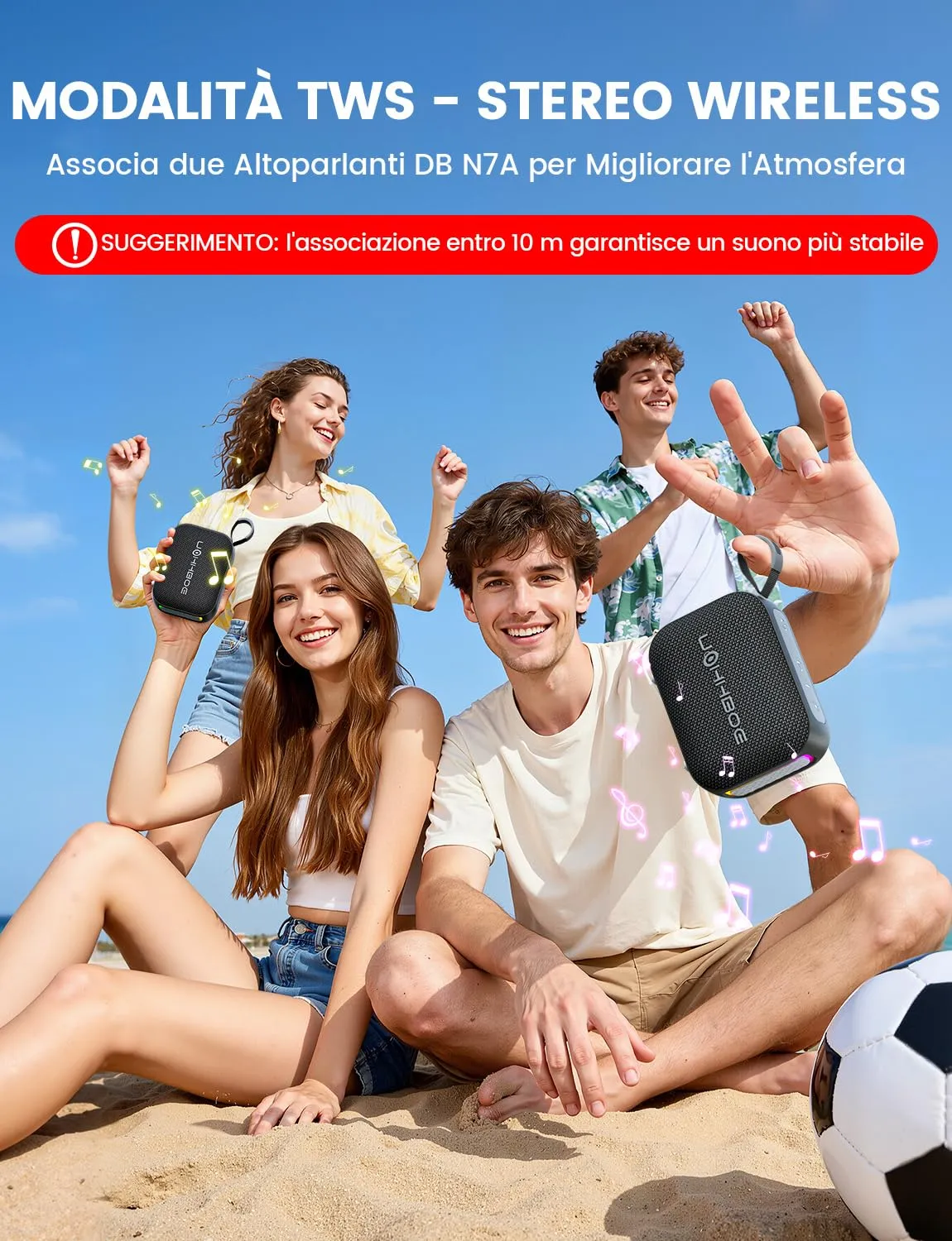 UOHHBOE Cassa Bluetooth 6.0 Portatile 20W TWS Stereo IPX5 24H - immagine 5