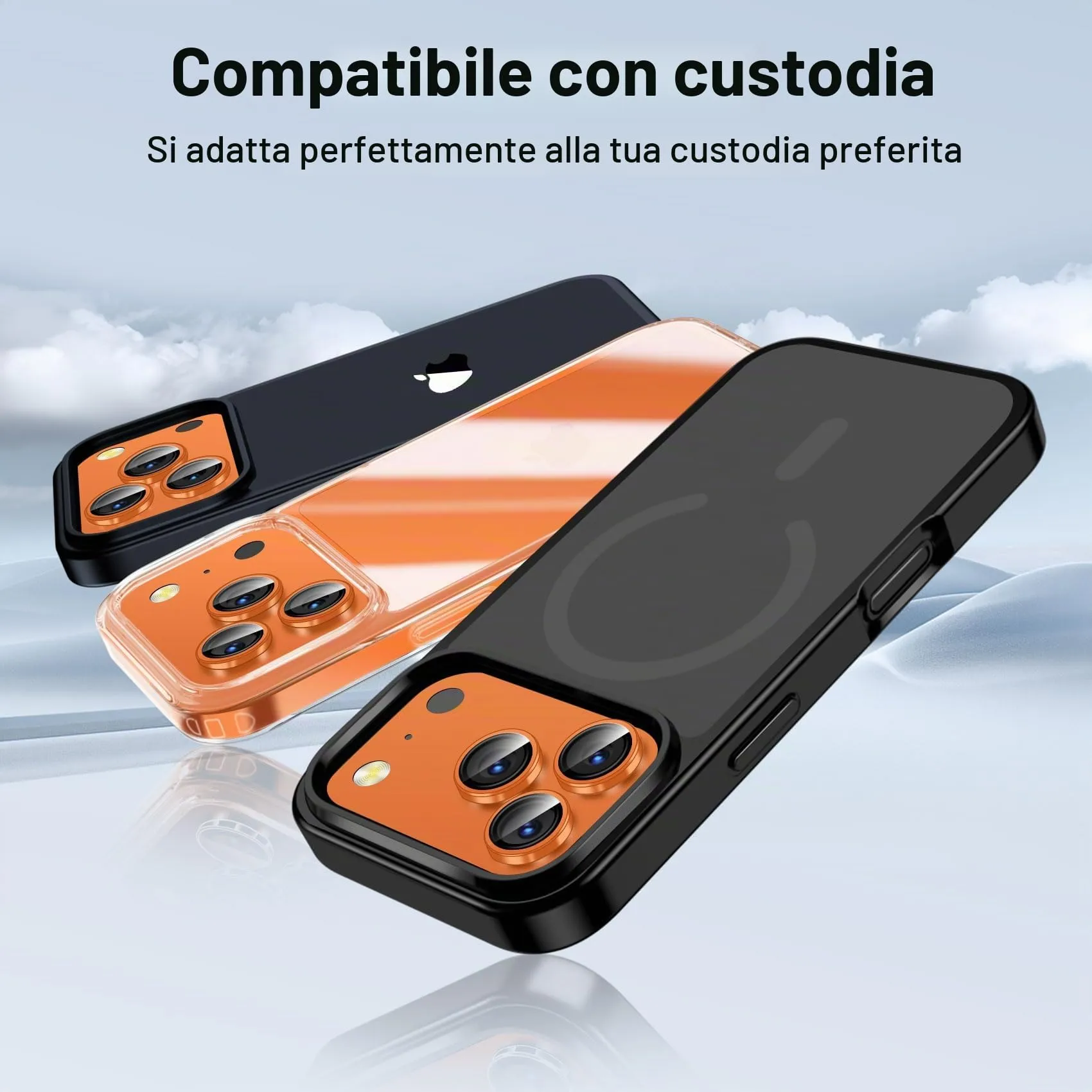 QHOHQ Protezione Fotocamera per iPhone 17 Pro Max/16 Pro Max/15 Pro Max, Vetro Temperato 9H+, Arancione (2 Pezzi) - immagine 8