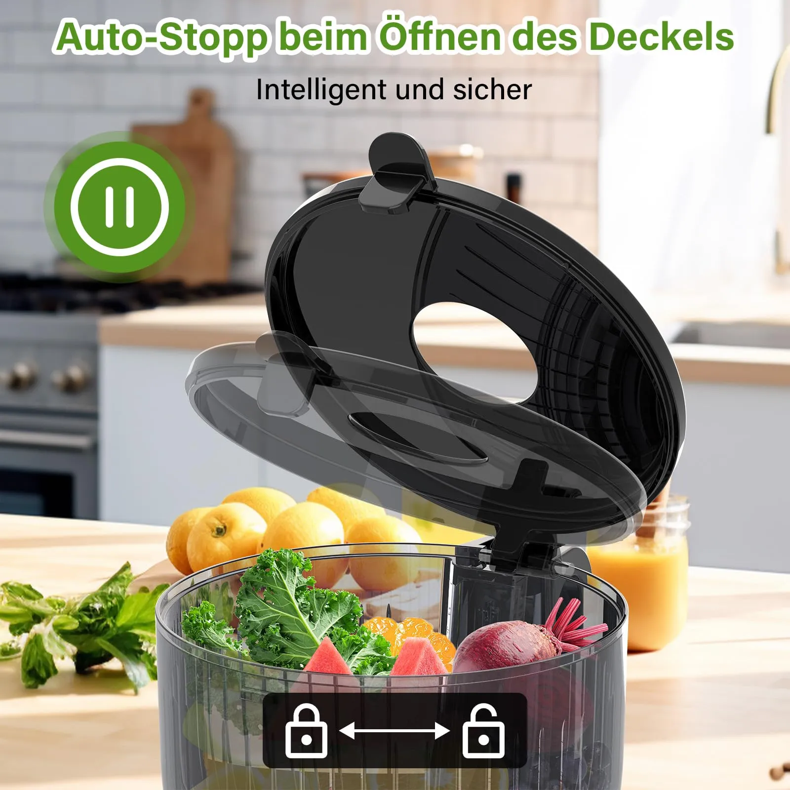 OMMO Estrattore di Succo per Frutta e Verdura, 300W, Nero - immagine 4