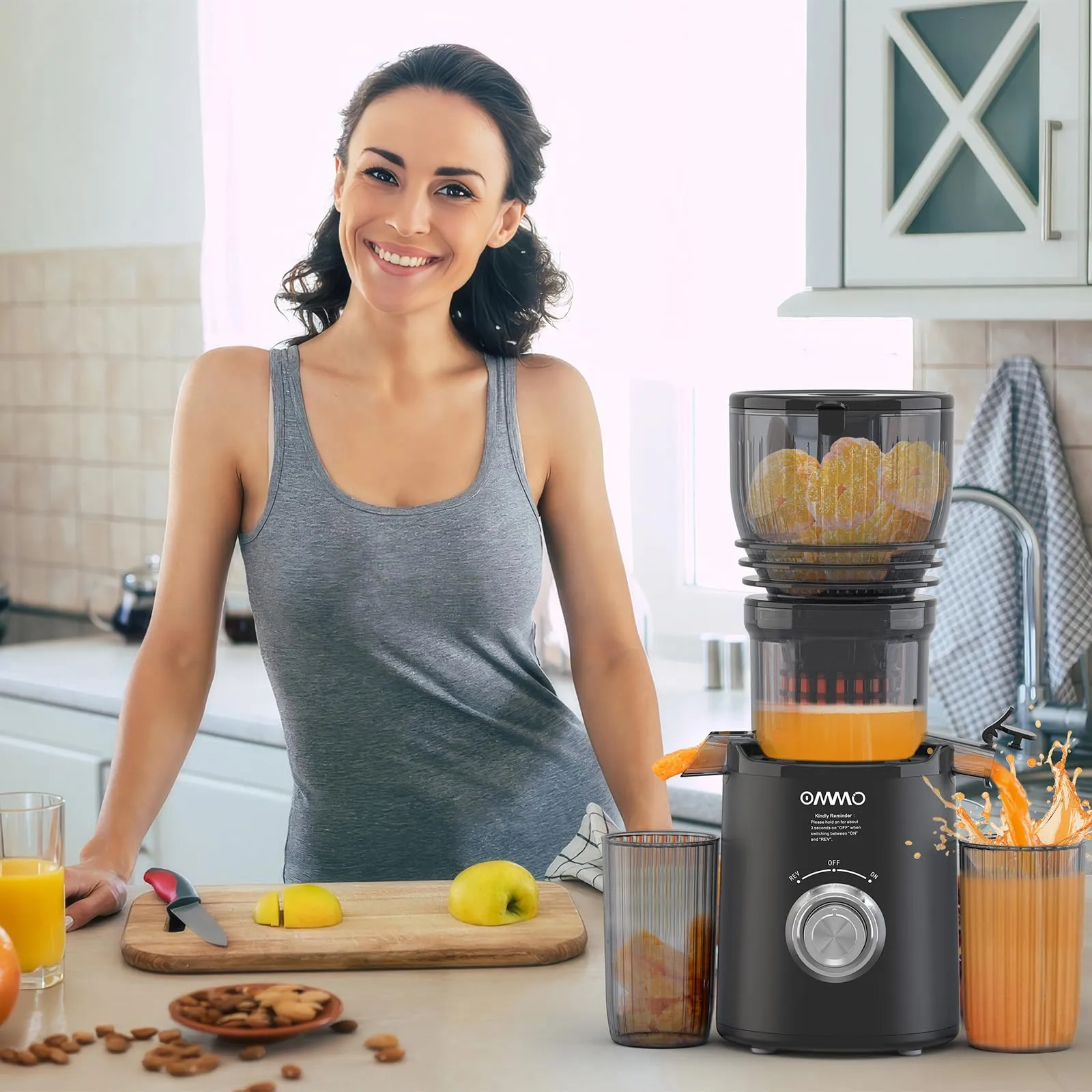 OMMO Estrattore di Succo per Frutta e Verdura, 300W, Nero - immagine 6