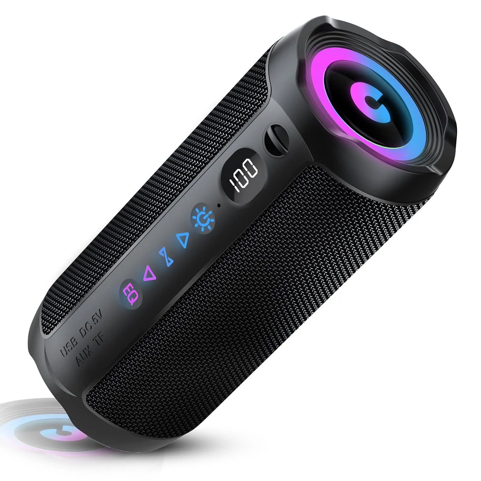 coioc S18-BMEU6-BK Cassa Bluetooth Portatile 25W, Doppio Basso Driver, 25 Ore di Autonomia, IPX7, Luci RGB, Nero Profondo - immagine 1