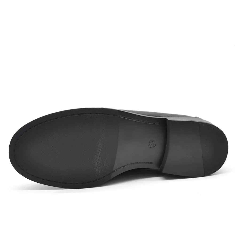 IF Mocassini Donna Punta Arricciata Effetto Pelle Stropicciata Penny Loafer GA075 Nero N.39 - immagine 7