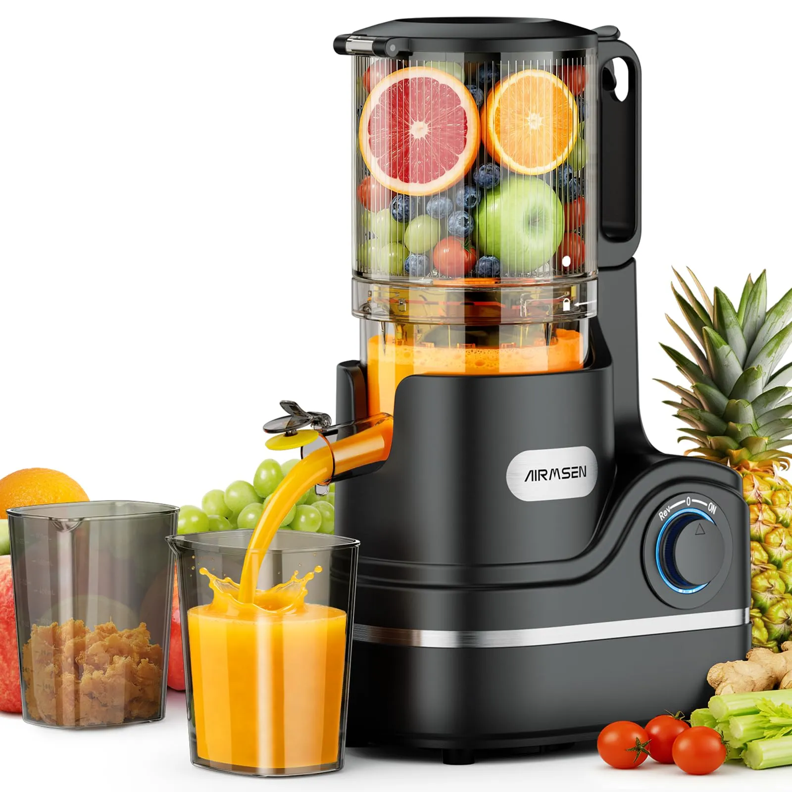 AIRMSEN Estrattore di Succo a Freddo Elettrico, 2,1L, 300W, KS-218T-EU - immagine 1