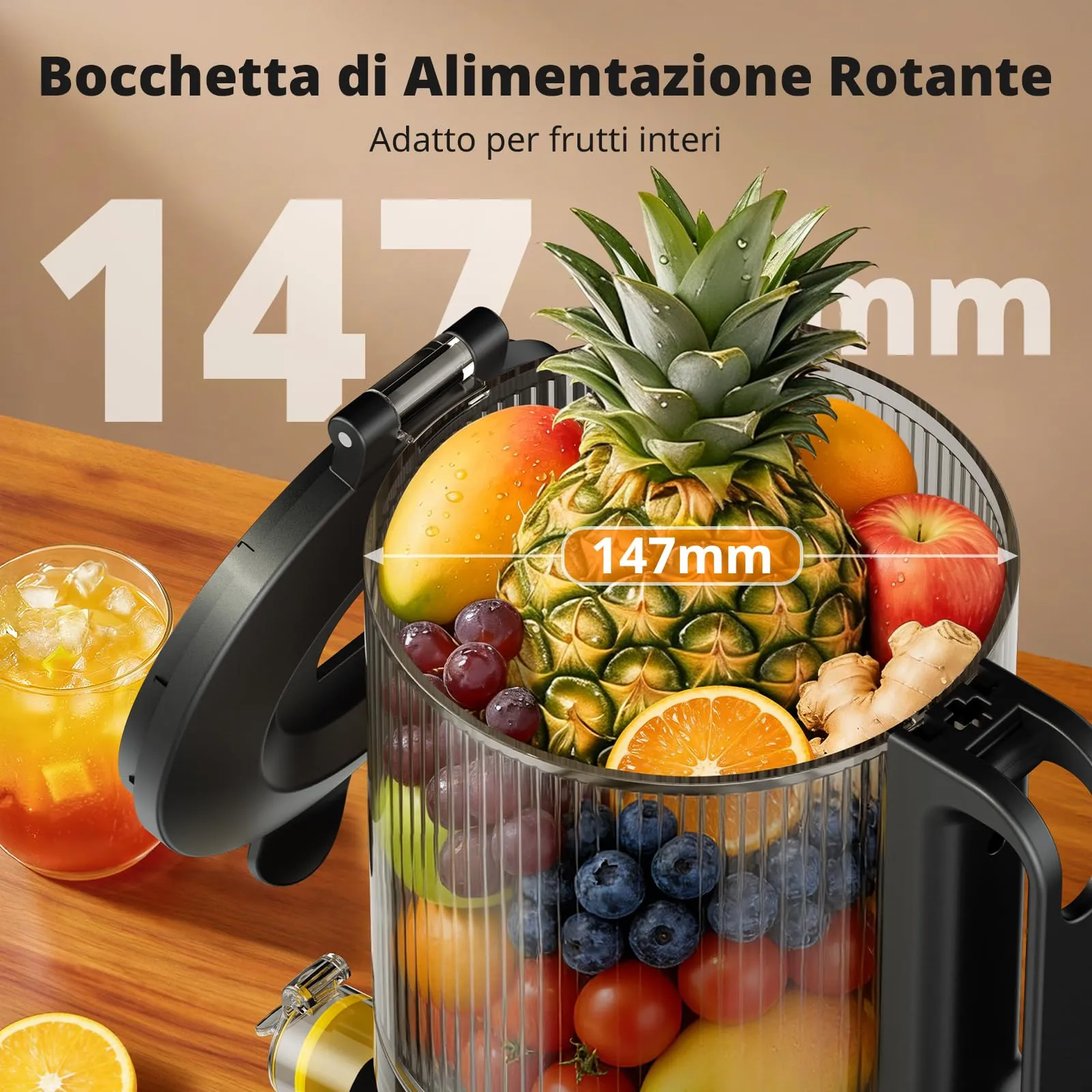 AIRMSEN Estrattore di Succo a Freddo Elettrico, 2,1L, 300W, KS-218T-EU - immagine 3