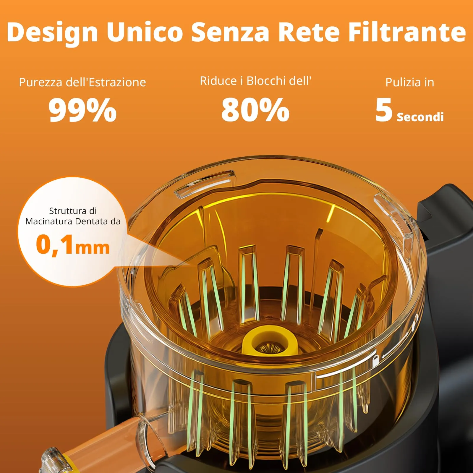 AIRMSEN Estrattore di Succo a Freddo Elettrico, 2,1L, 300W, KS-218T-EU - immagine 4