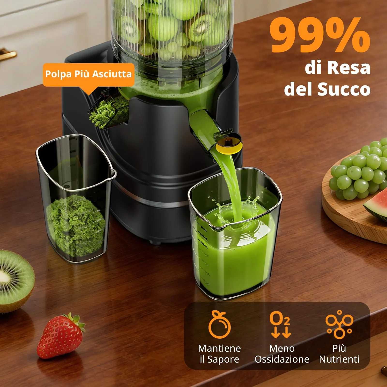 AIRMSEN Estrattore di Succo a Freddo Elettrico, 2,1L, 300W, KS-218T-EU - immagine 7