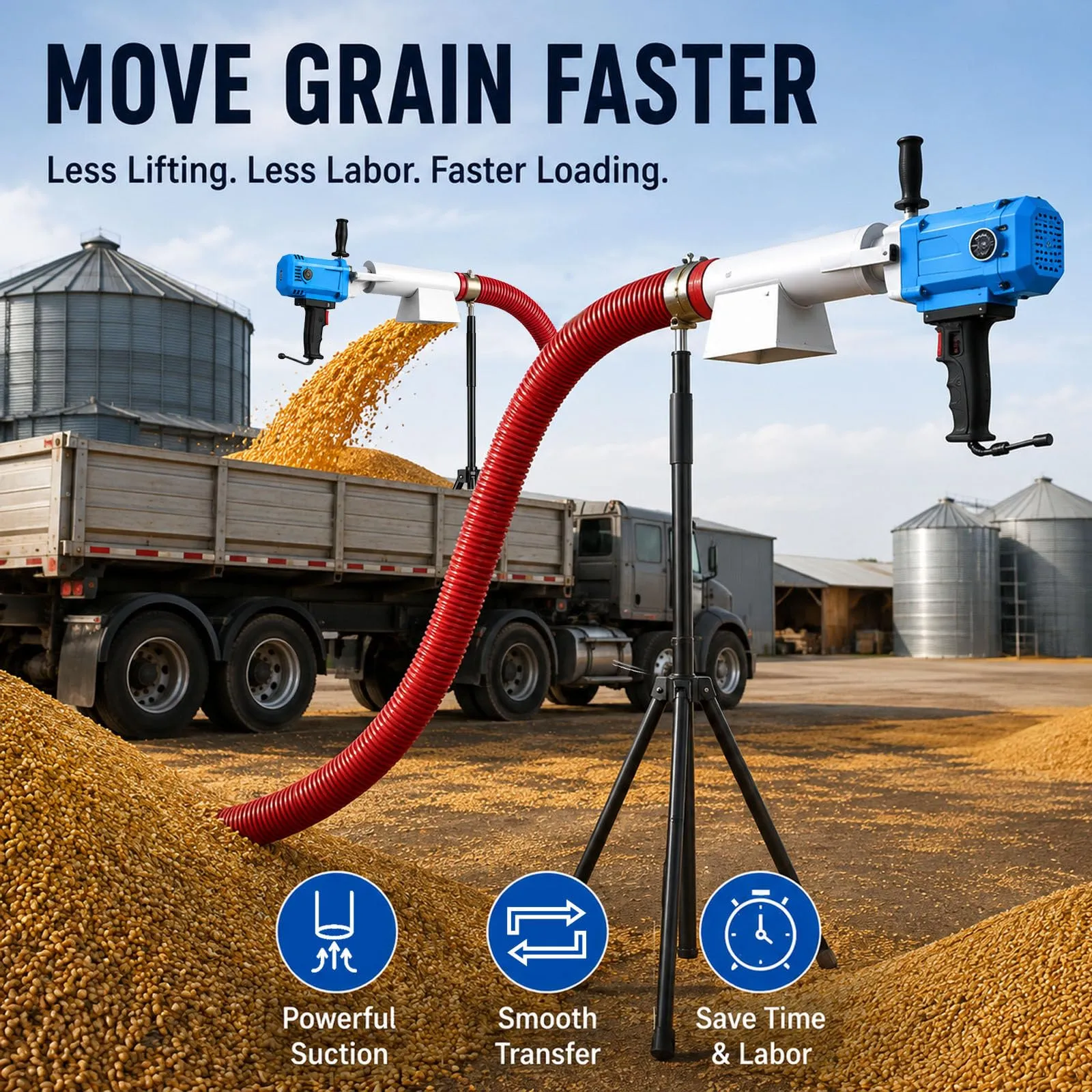 SEDAMORALLY Pompa a coclea aspirante per Cereali 2800W, 2m - immagine 2