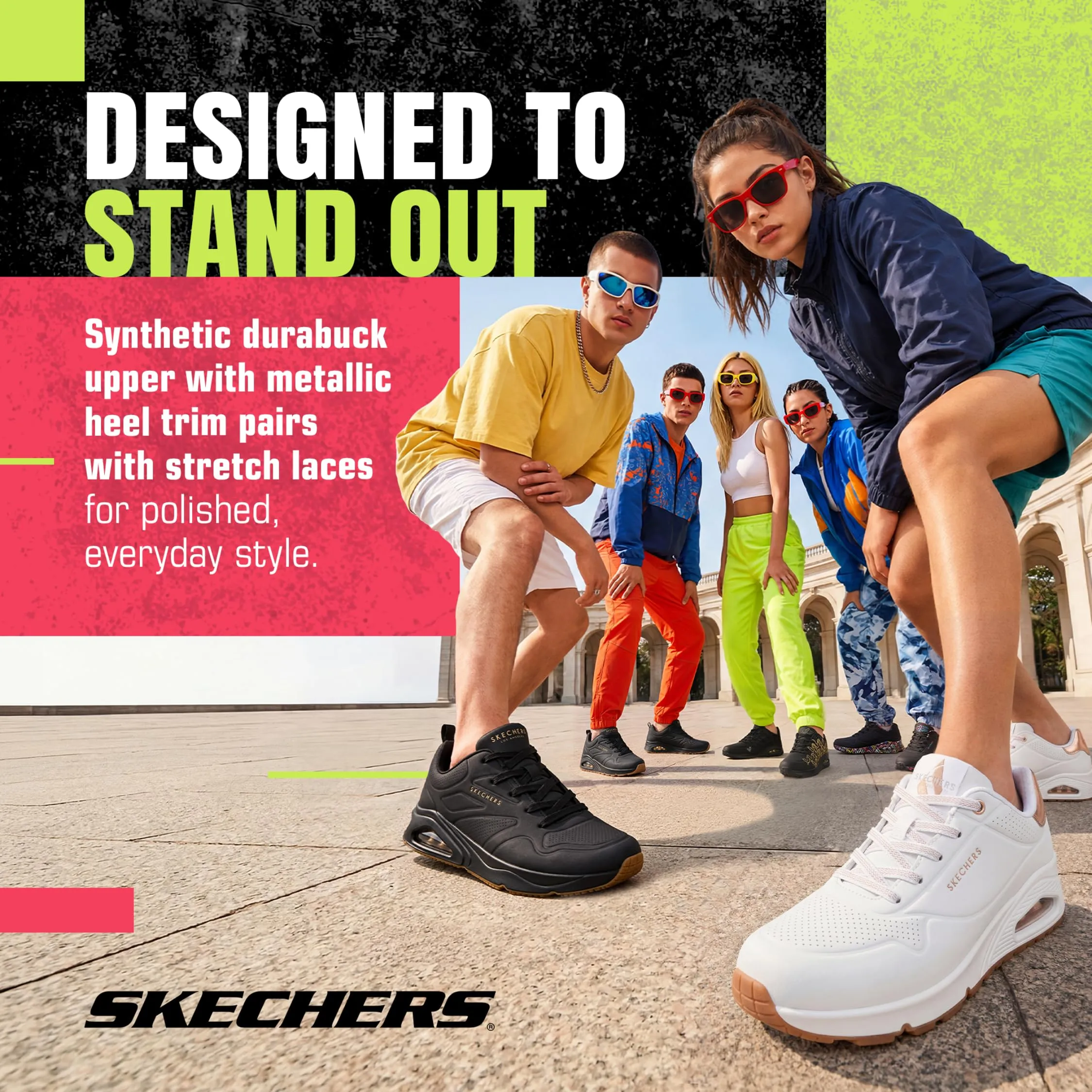 Skechers Donna Uno Shimmer Away Trainers - White Durabuck, Rose Gold Duraleather/Mesh - 39.5 EU - immagine 7