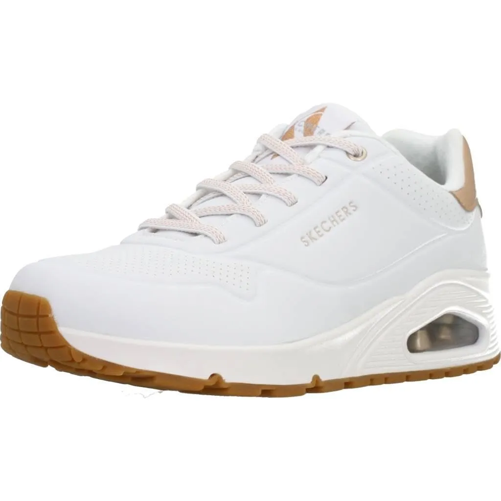 Skechers Donna Uno Shimmer Away Trainers - White Durabuck, Rose Gold Duraleather/Mesh TR, 35 EU - immagine 1