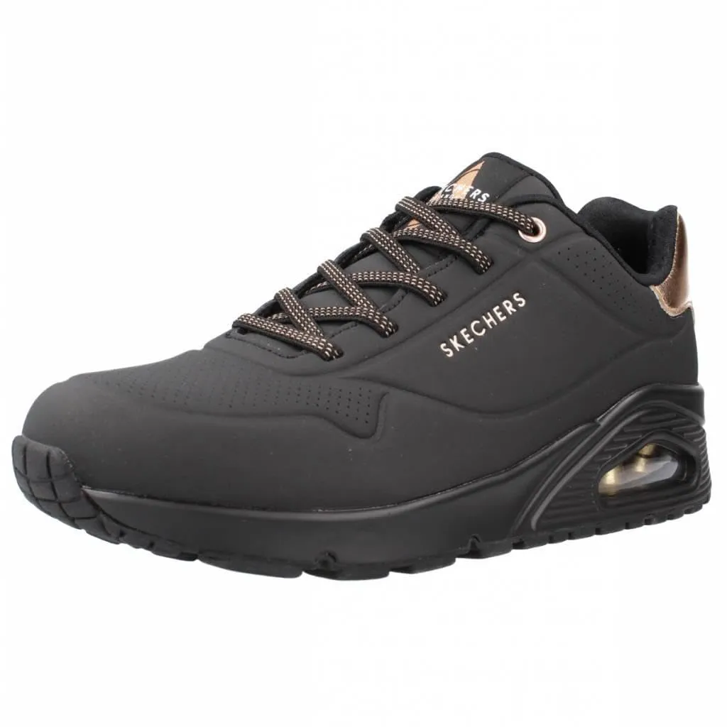 Skechers Donna Uno Shimmer Away Trainers, Black Durabuck, 35.5 EU - immagine 1