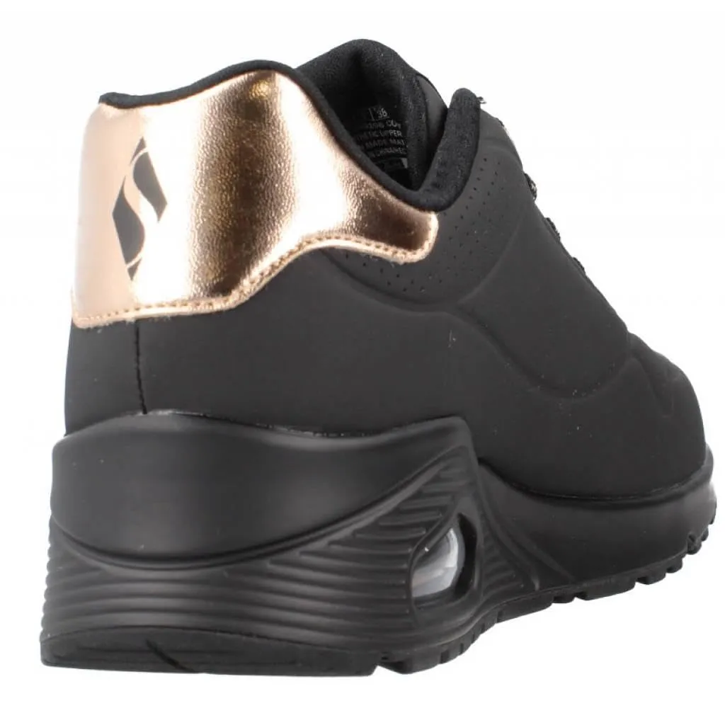 Skechers Donna Uno Shimmer Away Trainers, Black Durabuck, 35.5 EU - immagine 4