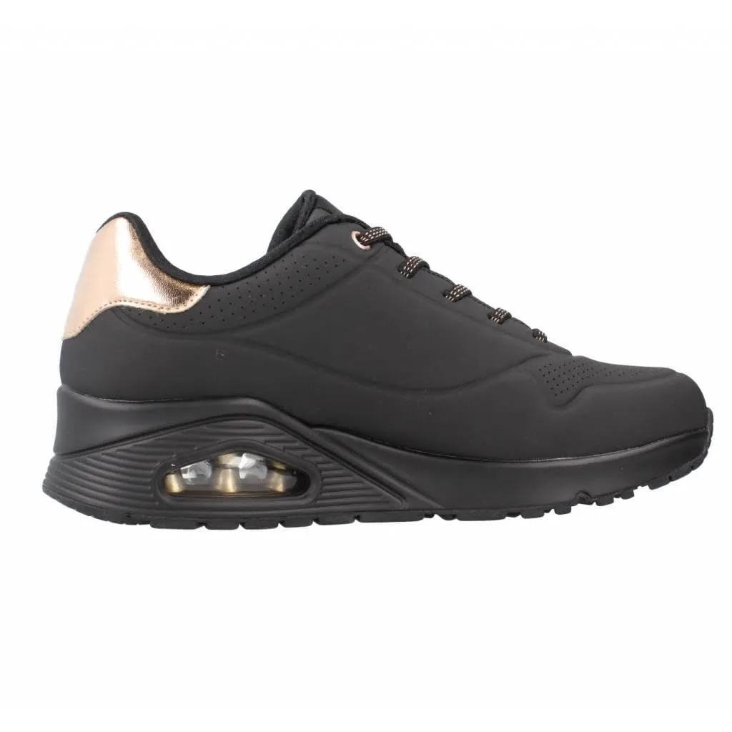 Skechers Donna Uno Shimmer Away Trainers - Black Durabuck, Rose Gold Duraleather/Mesh Tr, 41 EU - immagine 5