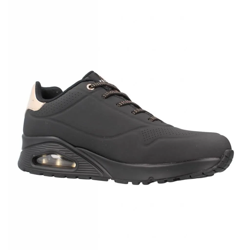 Skechers Donna Uno Shimmer Away Trainers - Black Durabuck, Rose Gold Duraleather/Mesh Tr, 40 EU - immagine 6