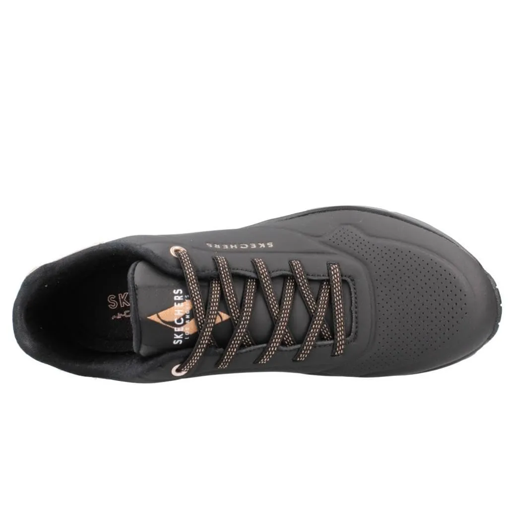 Skechers Donna Uno Shimmer Away Trainers - Black Durabuck, Rose Gold Duraleather/Mesh Tr, 40 EU - immagine 8