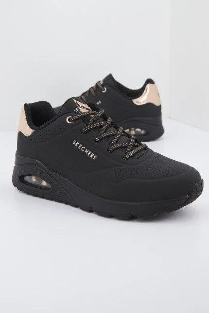 Skechers Donna Uno Shimmer Away Trainers - Black Durabuck, Rose Gold Duraleather/Mesh Tr, 40 EU - immagine 9
