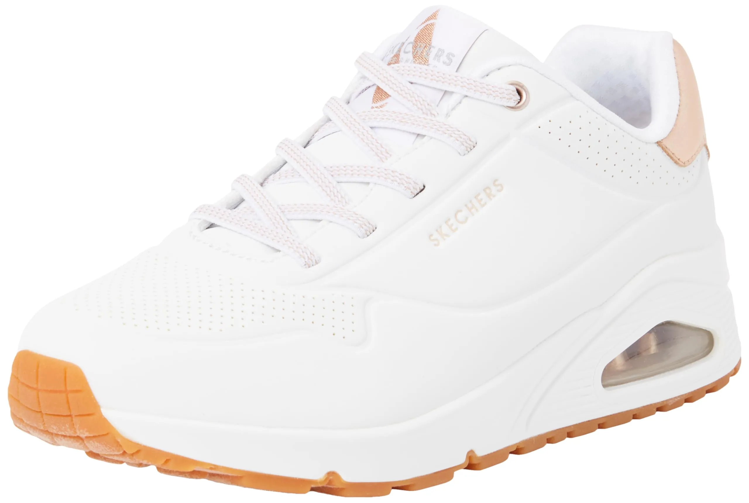 Skechers Women's Uno Shimmer Away Sneaker, White, 8 UK Wide - immagine 1