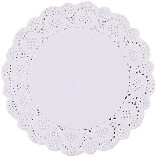 Meet-shop Centrini di Carta Rotondi in Pizzo, 100 Pezzi, Bianco, 4,5 Pollici - immagine 2
