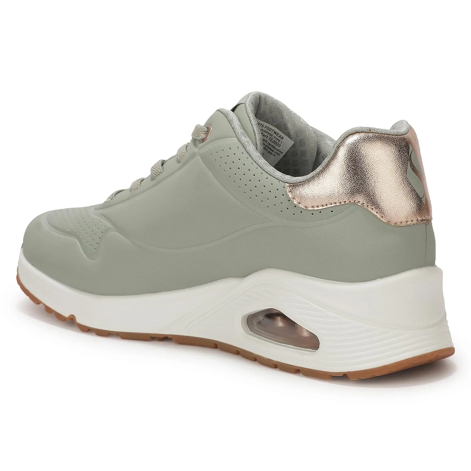Skechers Uno Shimmer Away Wedge Slip-on Fashion Sneakers, Sage Green, 39 EU - immagine 6