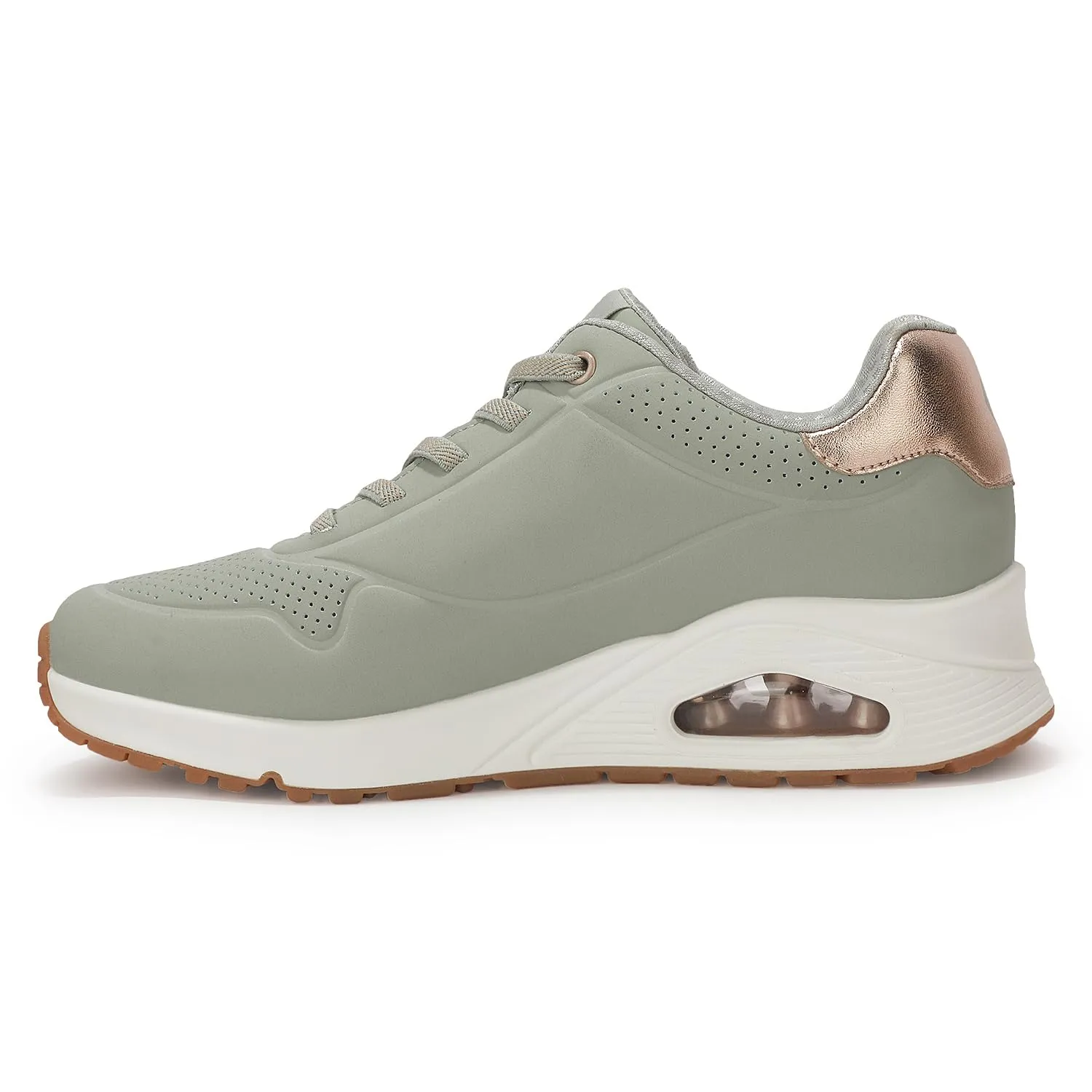 Skechers Uno Shimmer Away Wedge Slip-on Fashion Sneakers, Sage Green, 39 EU - immagine 7