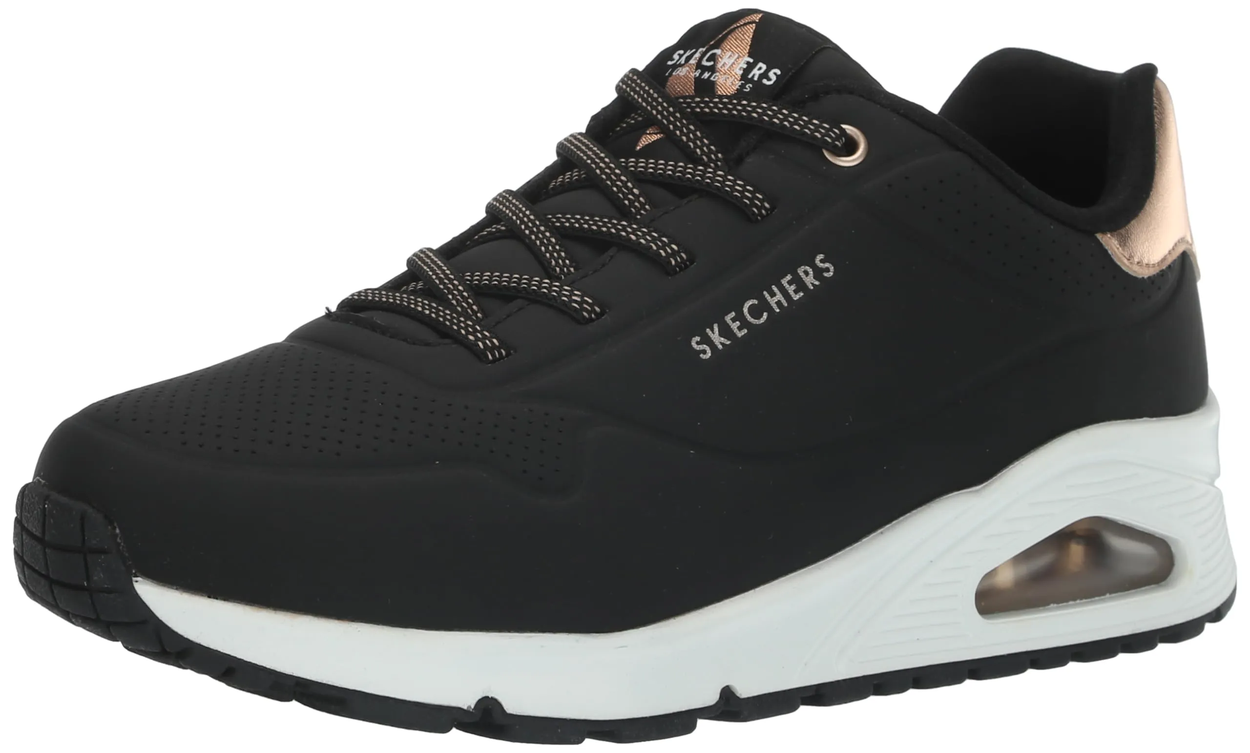 Skechers Uno Shimmer Away Sneaker da Donna, Nero/Bianco, 36.5 EU - immagine 1