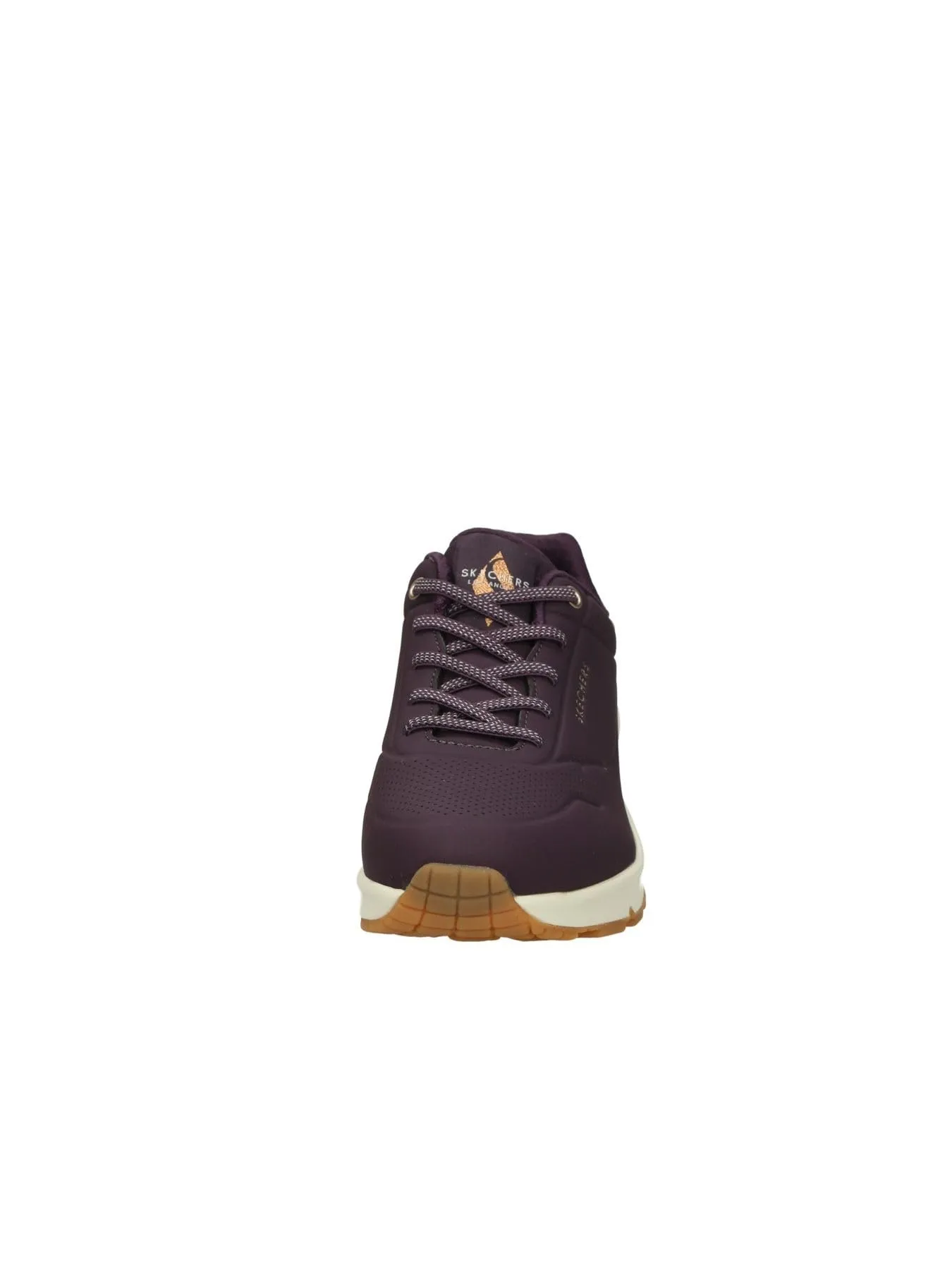 Skechers Uno Shimmer Away Sneaker Donna, Viola Scuro Durabuck Oro Rosa Duraleather M, 37.5 EU - immagine 2
