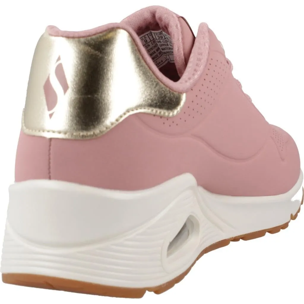 Skechers Uno Shimmer Away Sneaker Donna, Rosa Durabuck Oro Rosa Duraleather Mesh Tr, 38.5 EU - immagine 3