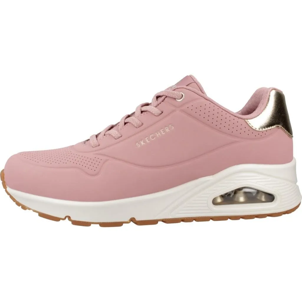 Skechers Uno Shimmer Away Sneaker Donna, Rosa Durabuck Oro Rosa, 38 EU - immagine 2