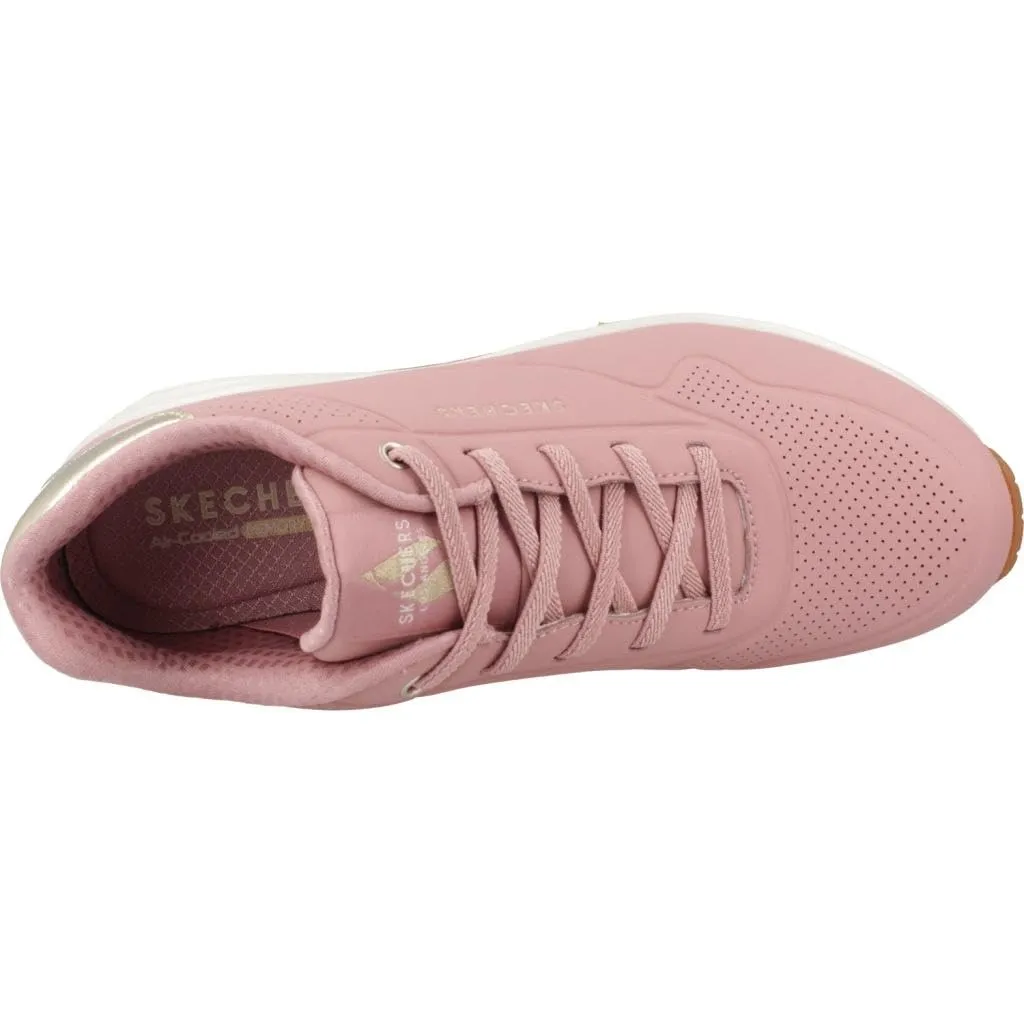 Skechers Uno Shimmer Away Sneaker Donna, Rosa Durabuck Oro Rosa Duraleather Mesh Tr, 39 EU - immagine 7