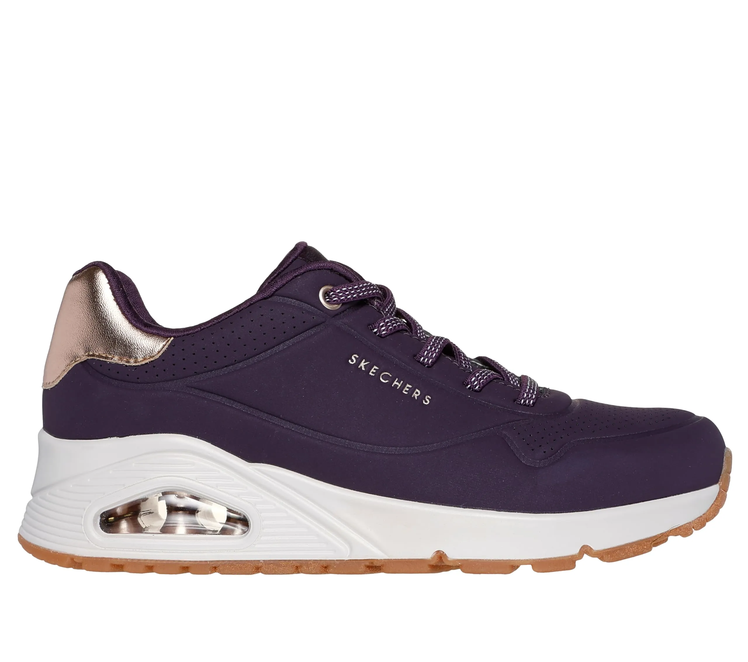 Skechers Uno Shimmer Away Sneaker Donna, Viola Scuro Rosegold, 38 EU - immagine 7