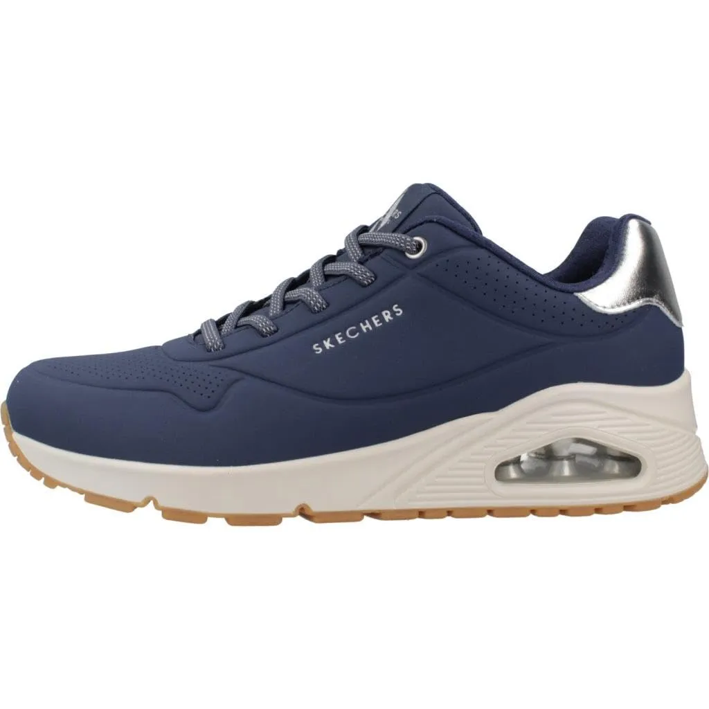 Skechers Uno-Shimmer Away Sneaker da Donna, Blu Navy/Oro Rosa, 36.5 EU - immagine 2