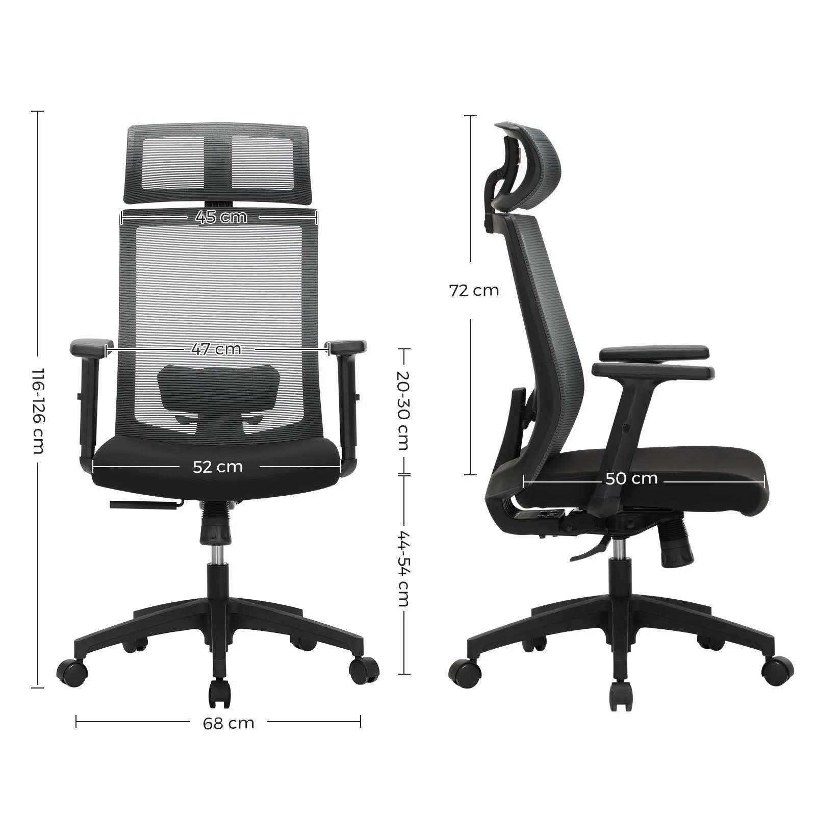 SONGMICS Sedia da Ufficio Ergonomica in Rete con Supporto Lombare, OBN55BG - immagine 6
