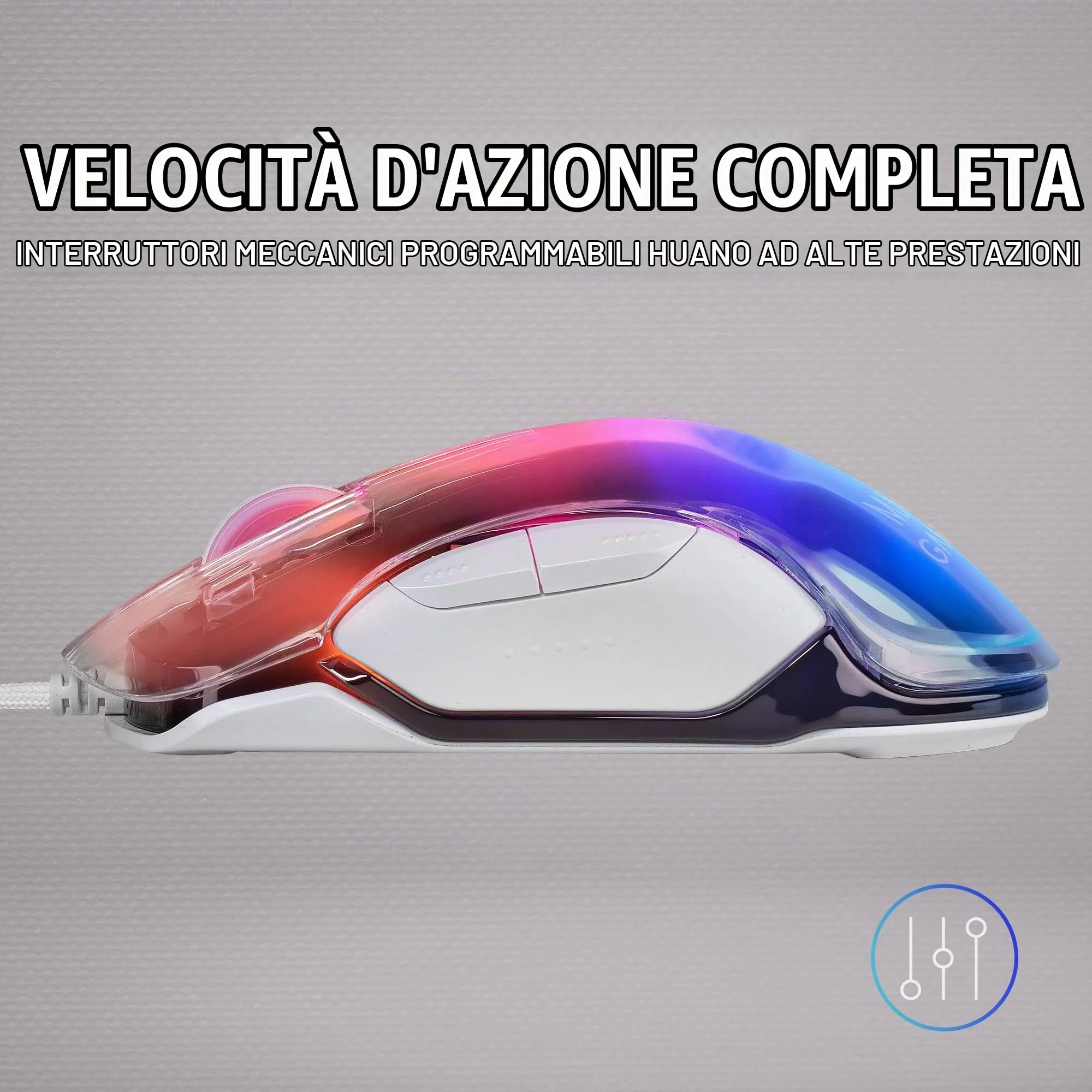Mars Gaming MMGLOW RGB Chroma-Glow Gaming Mouse, 12800 DPI, Bianco - immagine 4