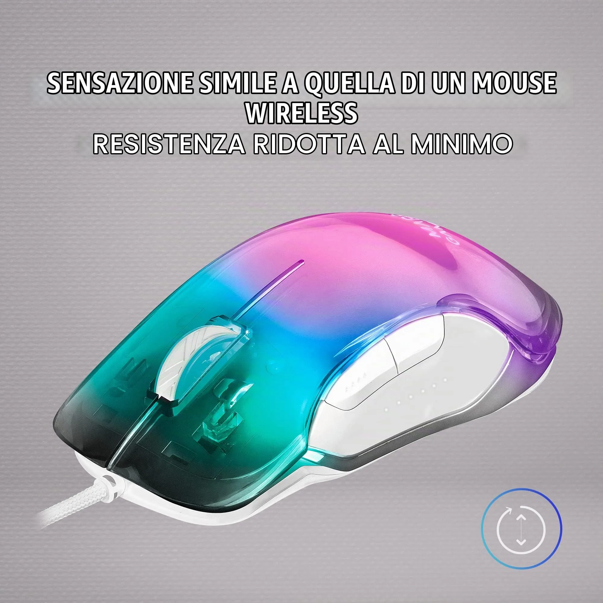 Mars Gaming MMGLOW RGB Chroma-Glow Gaming Mouse, 12800 DPI, Bianco - immagine 6