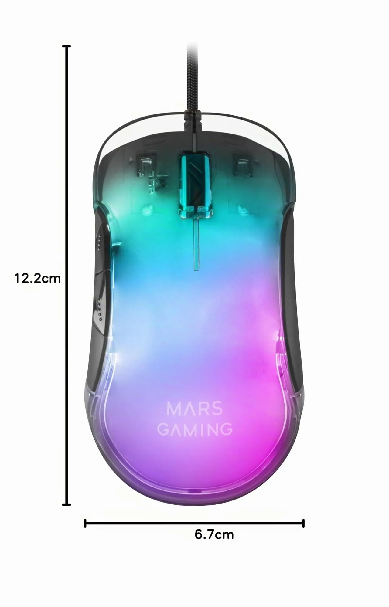 Mars Gaming MMGLOW RGB Chroma-Glow Gaming Mouse, 12800 DPI, Nero - immagine 5